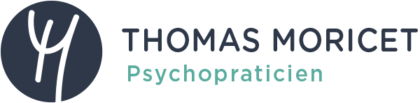 Logo "Thomas Moricet, Psychopraticien" sur un fond blanc